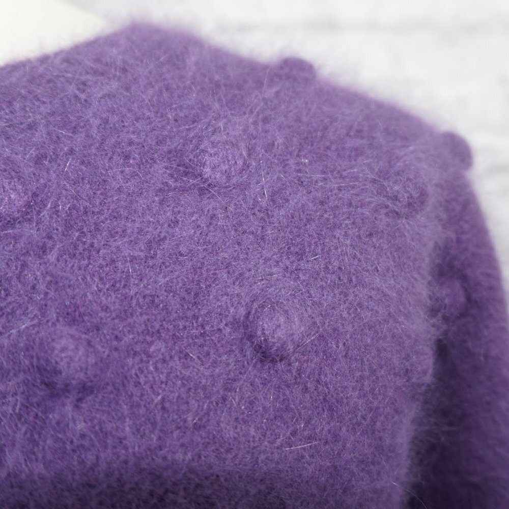 Vintage 80s Purple Bobble Lambswool Angora Sweater - Picture 2 of 6